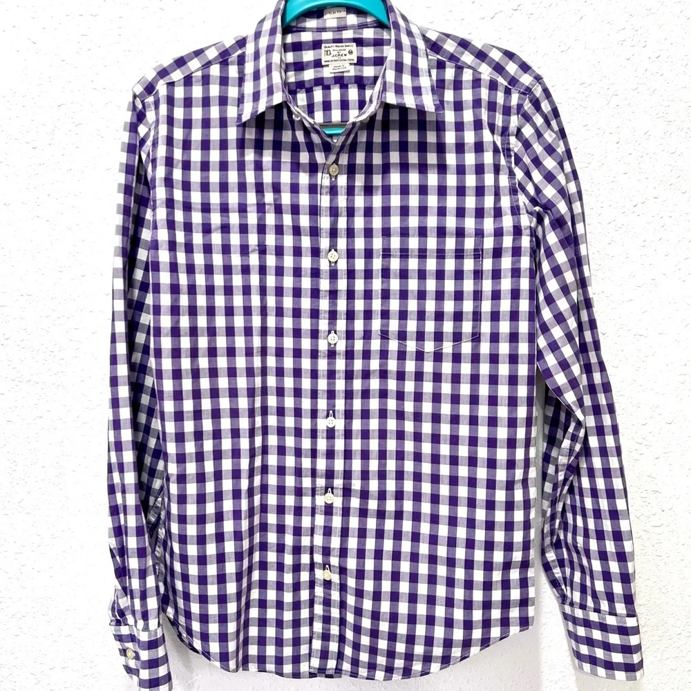 J. Crew‎ Men's Purple Gingham Button Down Shirt M